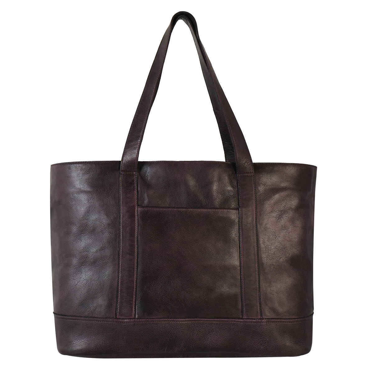 Carmen Leather Tote - Eggplant