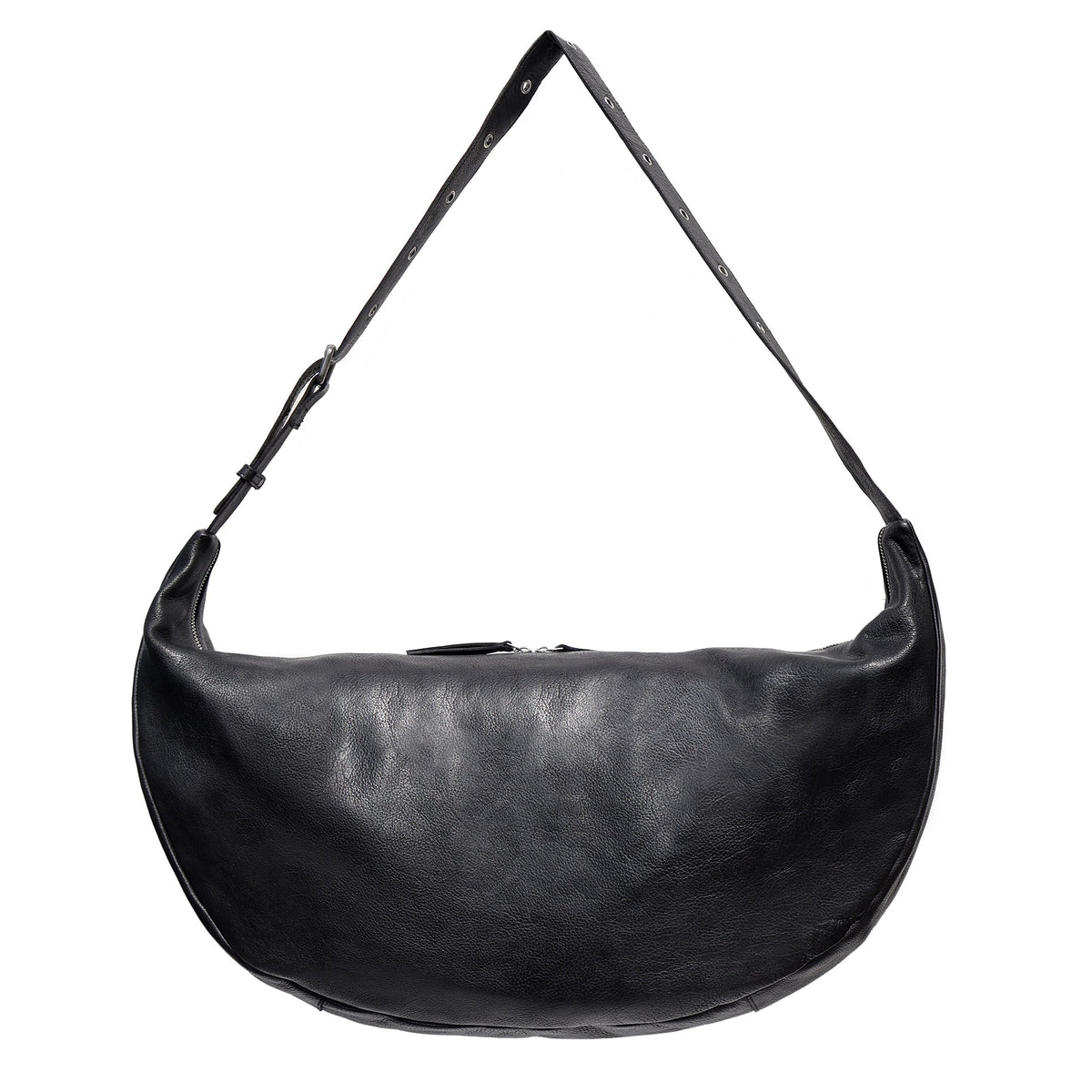 Cabo Oversized Leather Sling Bag - Black