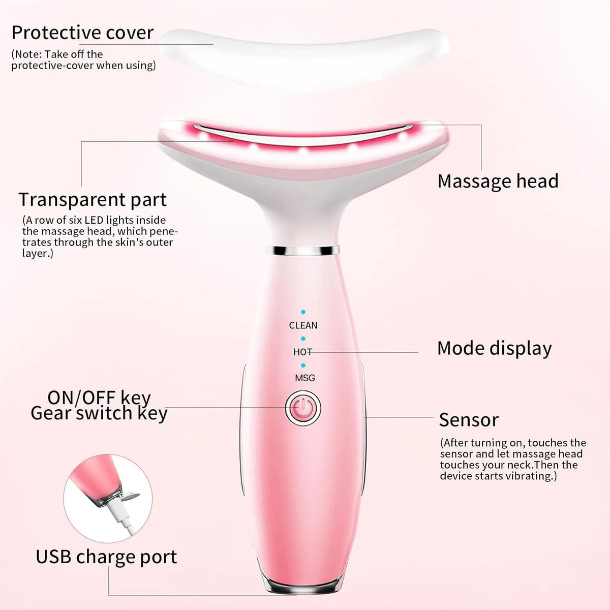 3-in-1 Neck & Face Massager Thermal, Vibration & Skin Care Tool - Image 2