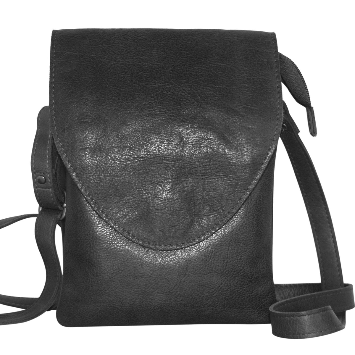 Pippa Leather Crossbody Bag - Black