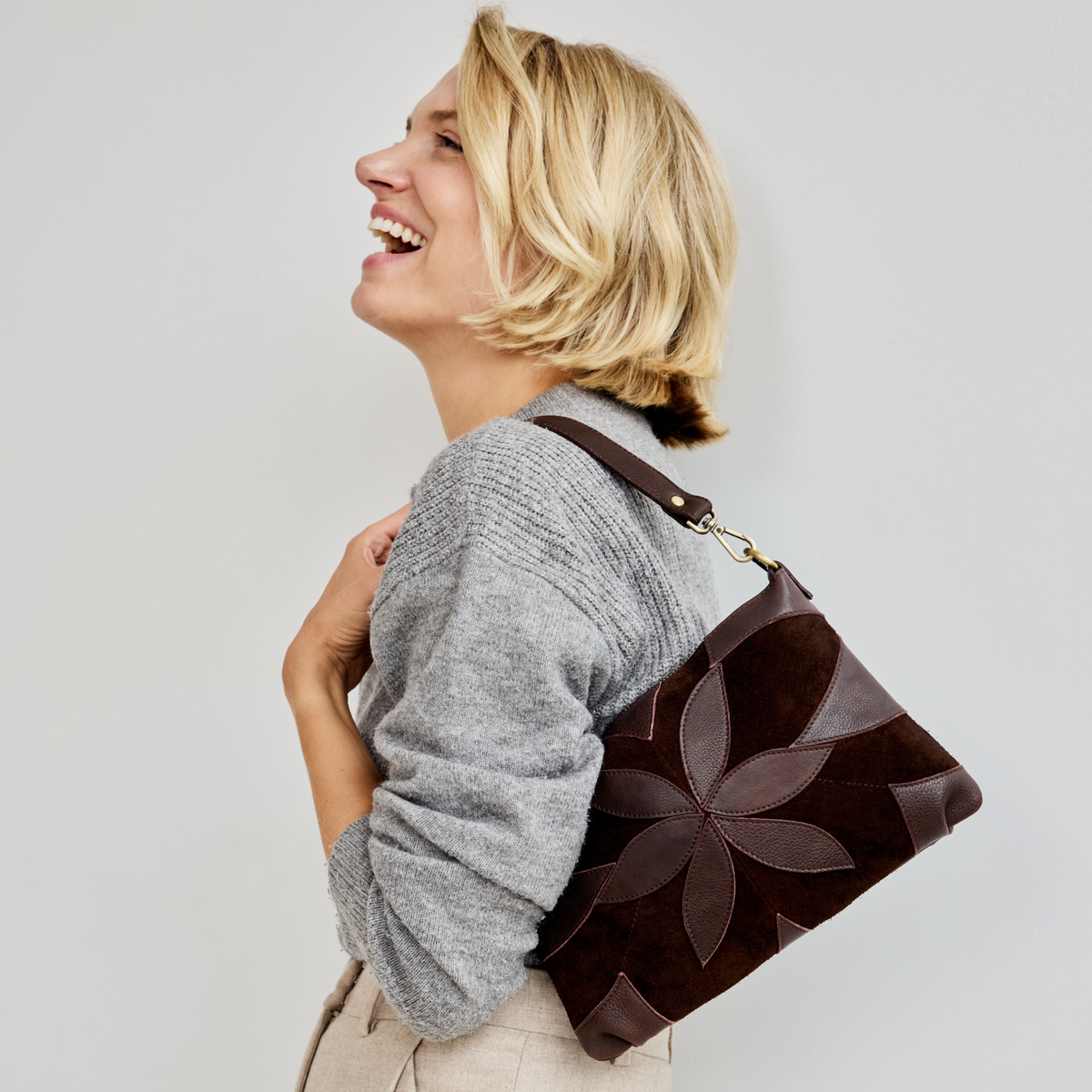 Stevie Suede Leather Crossbody Bag - Image 9