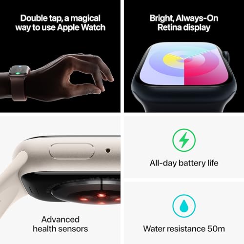 Apple Watch Series 9 (GPS) 45mm Aluminum Case with Starlight Sport Loop - Adj - Starlight - MR983LL/A - Image 5
