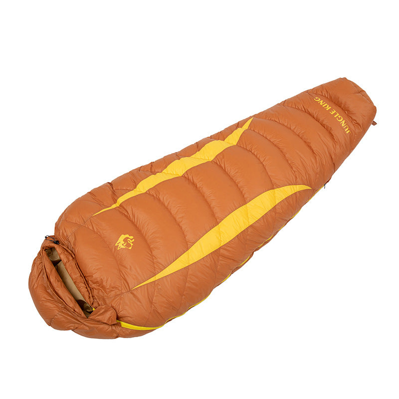 Outdoor Down Camping Sleeping Bag - Earth Orange And Yellow