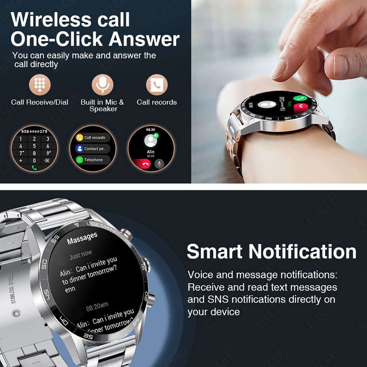 Multifunctional Bluetooth Smartwatch For Men With Blood Pressure And Heart Rate Monitoring - Image 3