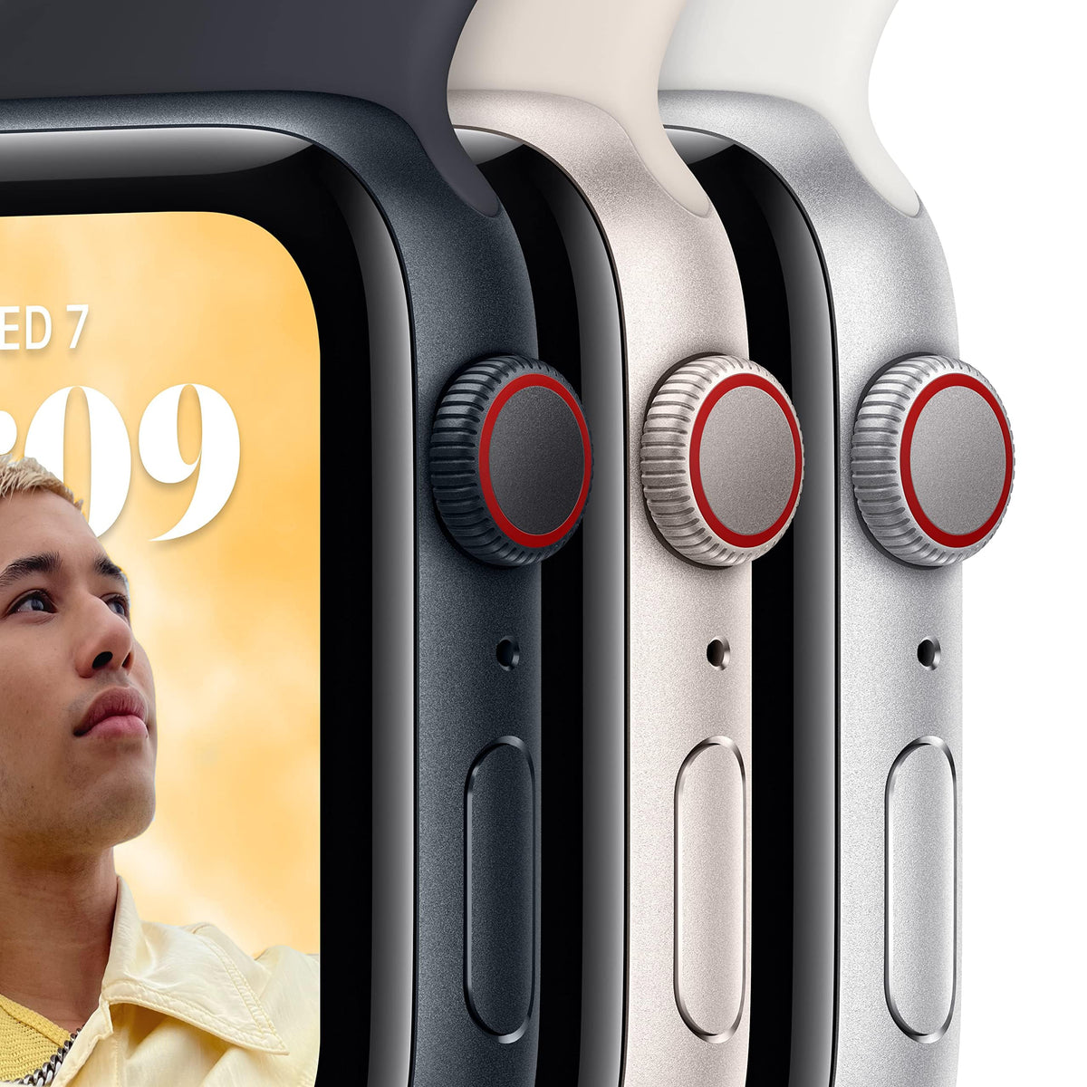 Apple Watch SE 2nd Gen (GPS) 40mm Starlight Aluminum Case w/ Starlight Sport Band - M/L - MR9V3LL/A - Image 4