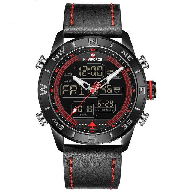 NAVIFORCE 9144 Men's Analog Digital Sport Watch - Black red