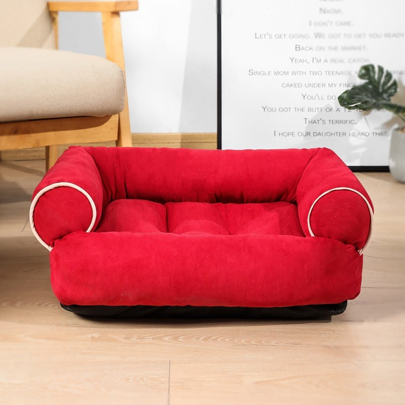 Dog & Cat Sofa Bed Sleeping Bag Kennel - Red