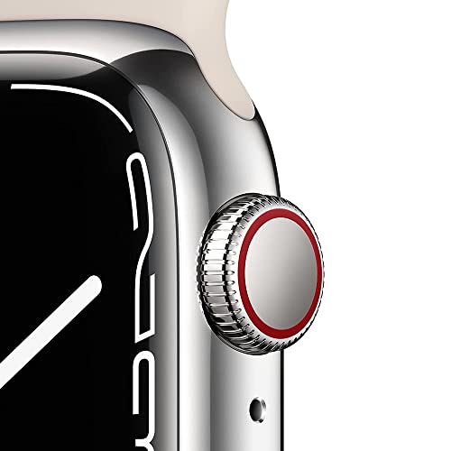 Apple Watch Series 7 (GPS + Cellular, 45 MM) Starlight Aluminum Case with Starlight Sport Band - Image 3