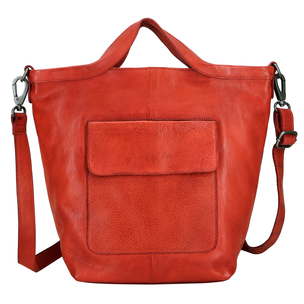 Bianca Leather Crossbody Bag - Red