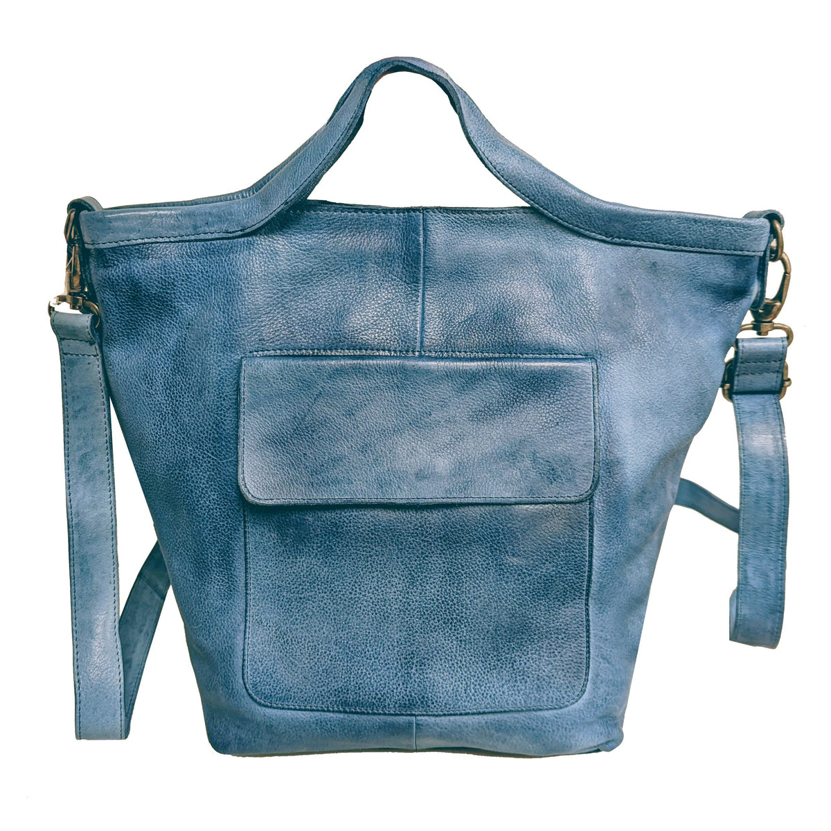 Bianca Leather Crossbody Bag - Denim