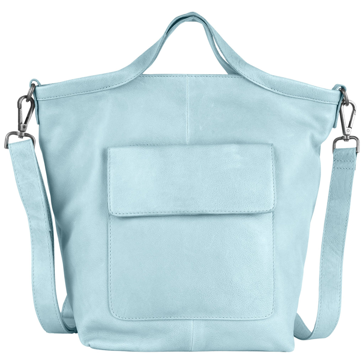 Bianca Leather Crossbody Bag - Sky Blue
