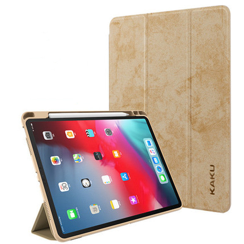 Premium Leather Tablet Case with Built-In Pen Slot - Gold