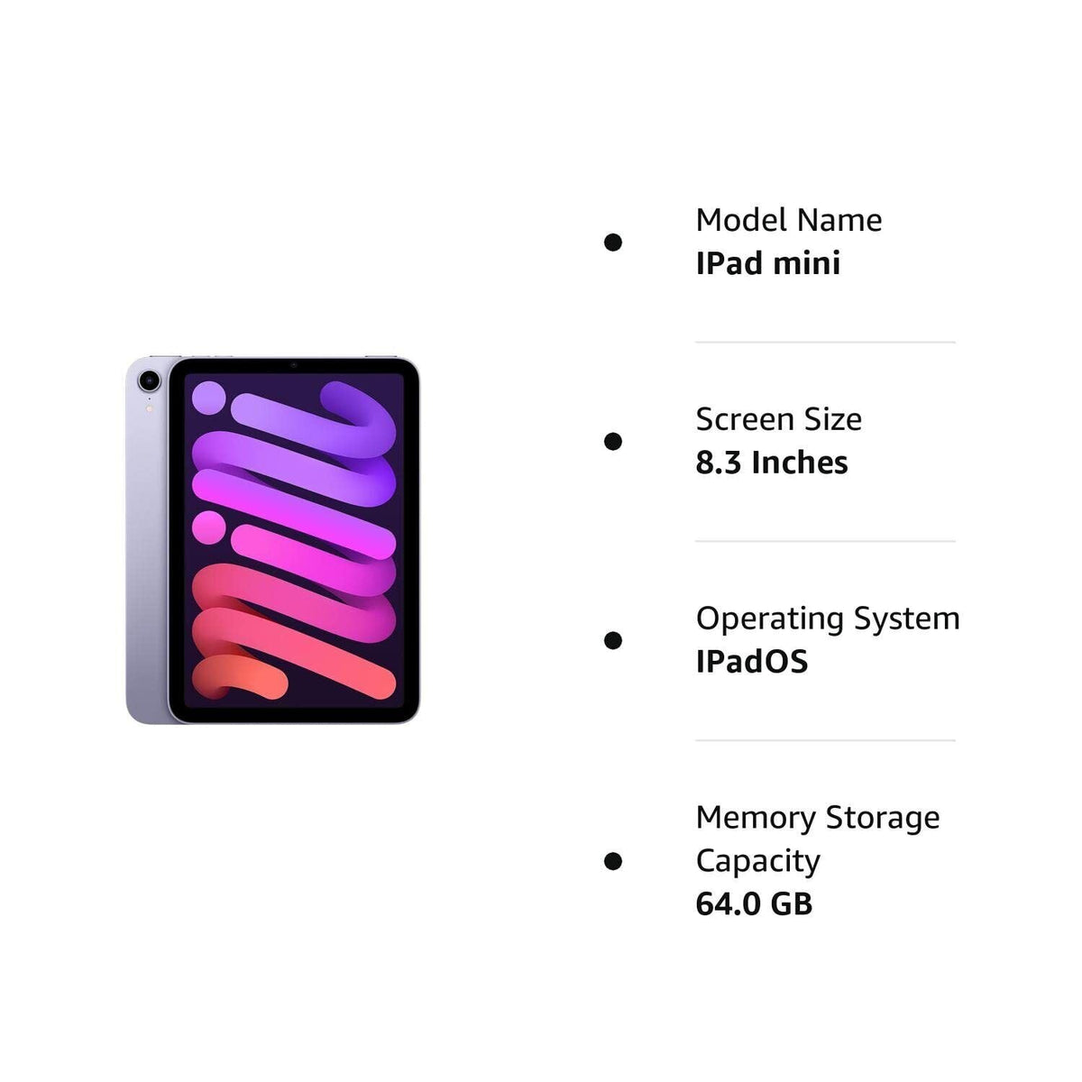 Apple iPad Mini 6th Gen, Wi-Fi - 64GB - Purple - MK7R3LL/A - Image 10