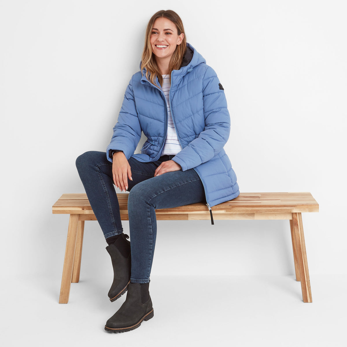Anthorn Womens Padded Parka - Misty Blue - Image 4