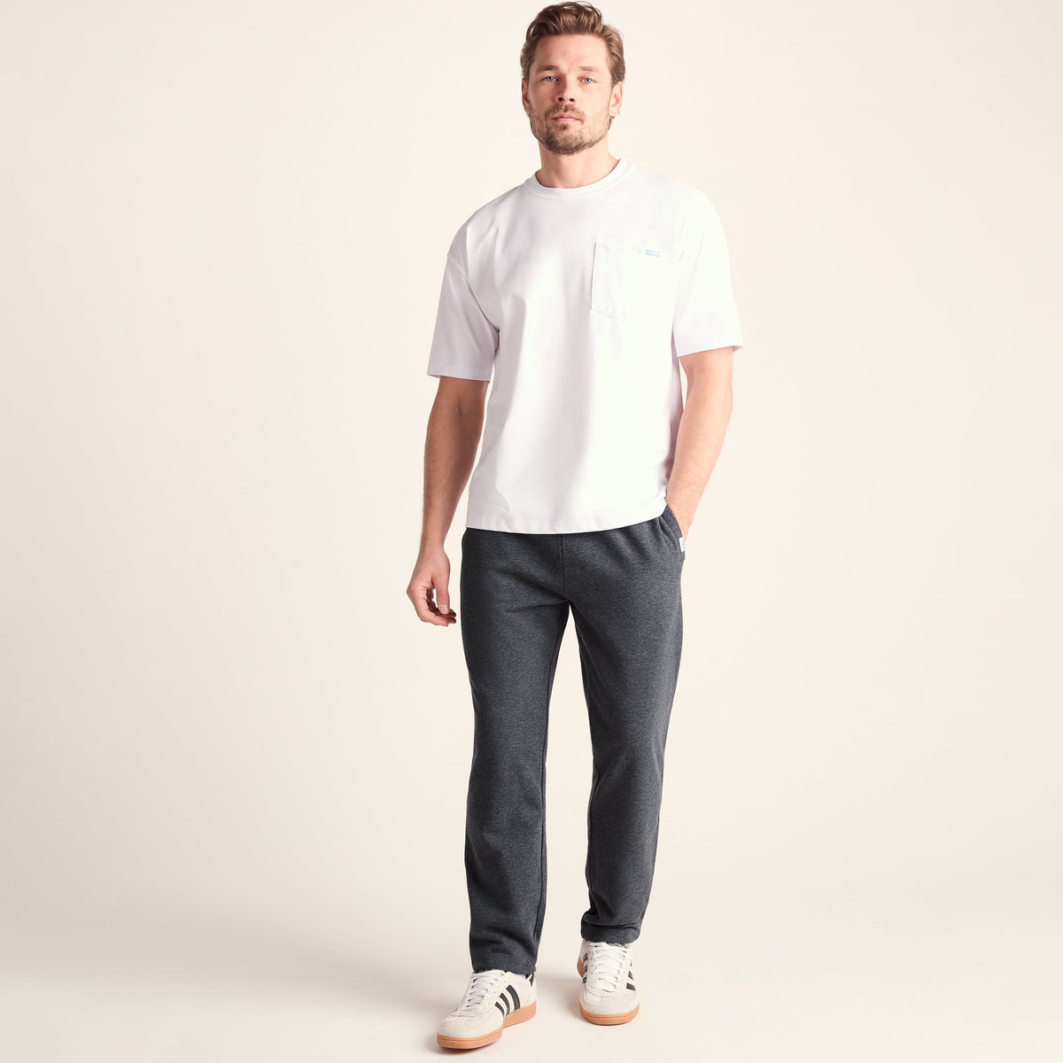 Bradley Mens Sweat Pants - Dark Grey Marl - Image 2