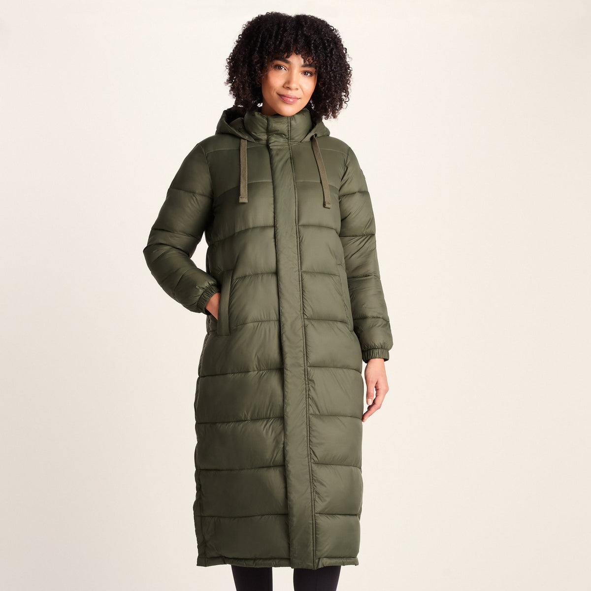 Cautley Womens Long Padded Shower Resistant Jacket - Khaki - Image 5