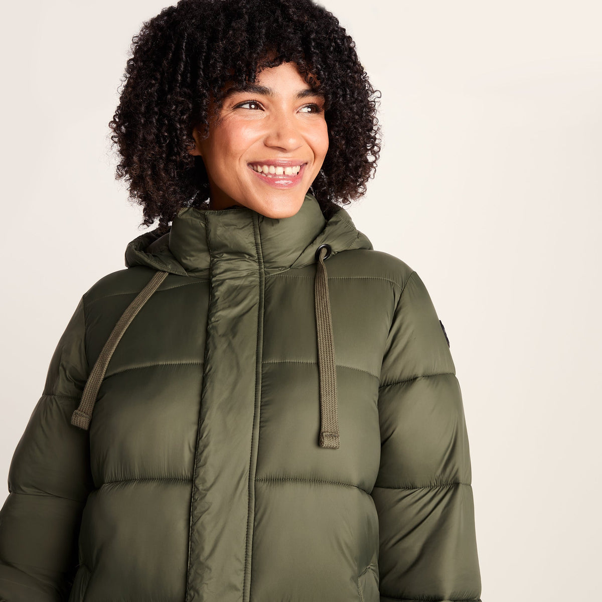 Cautley Womens Long Padded Shower Resistant Jacket - Khaki - Image 8
