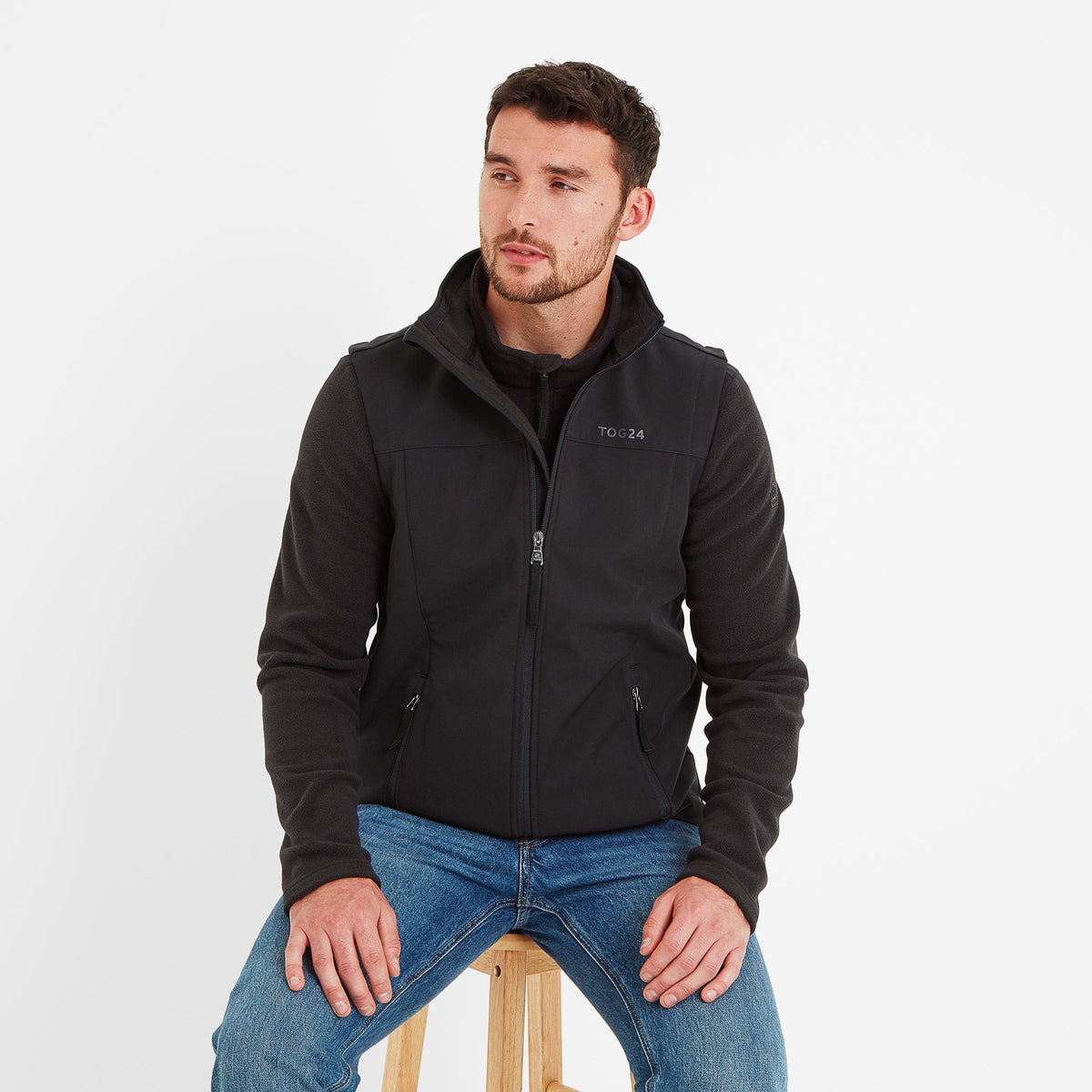 Feizor Mens Shower Resistant Softshell Gilet - Black - Image 2