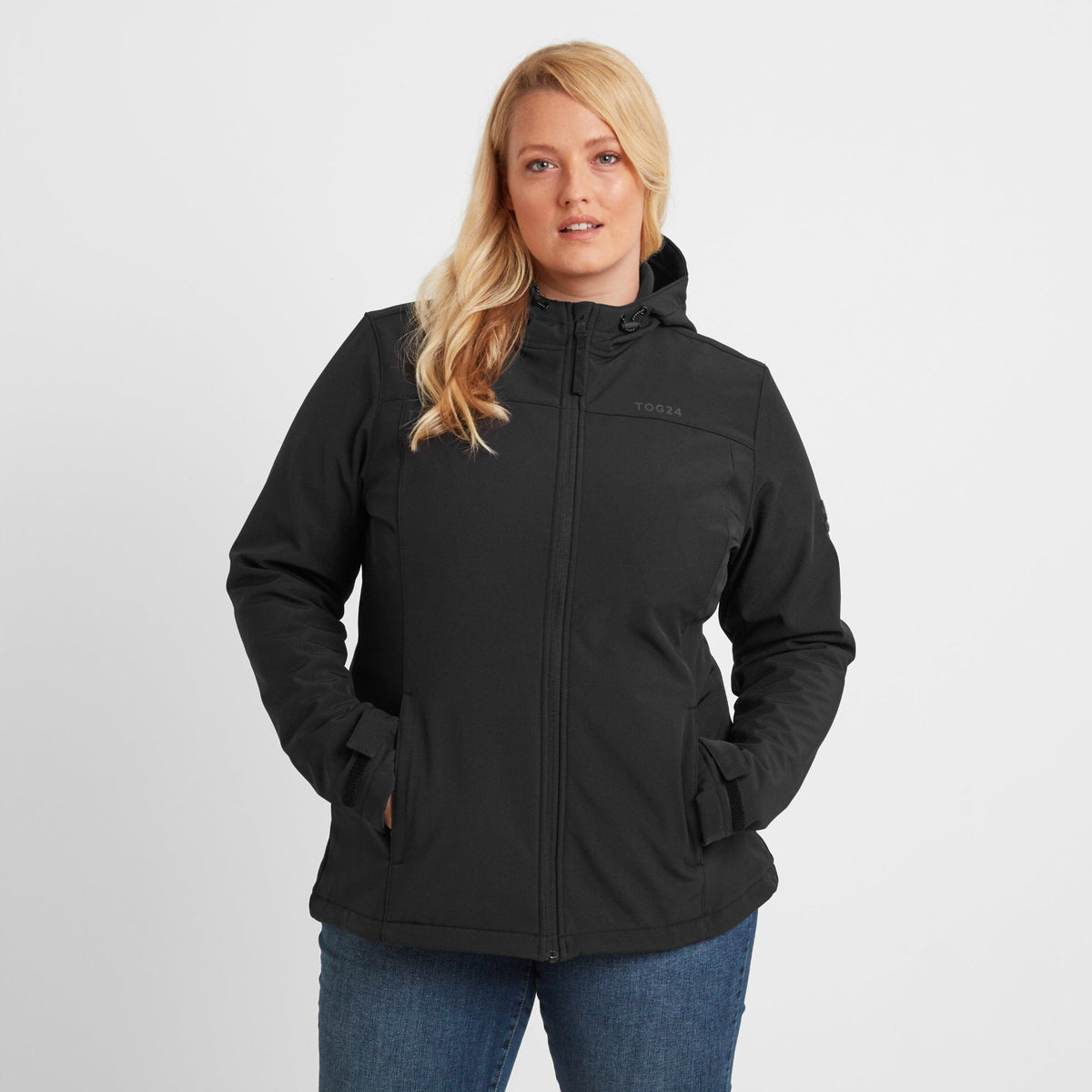 Keld Womens Shower Resistant Hooded Softshell Jacket - Black - Image 9