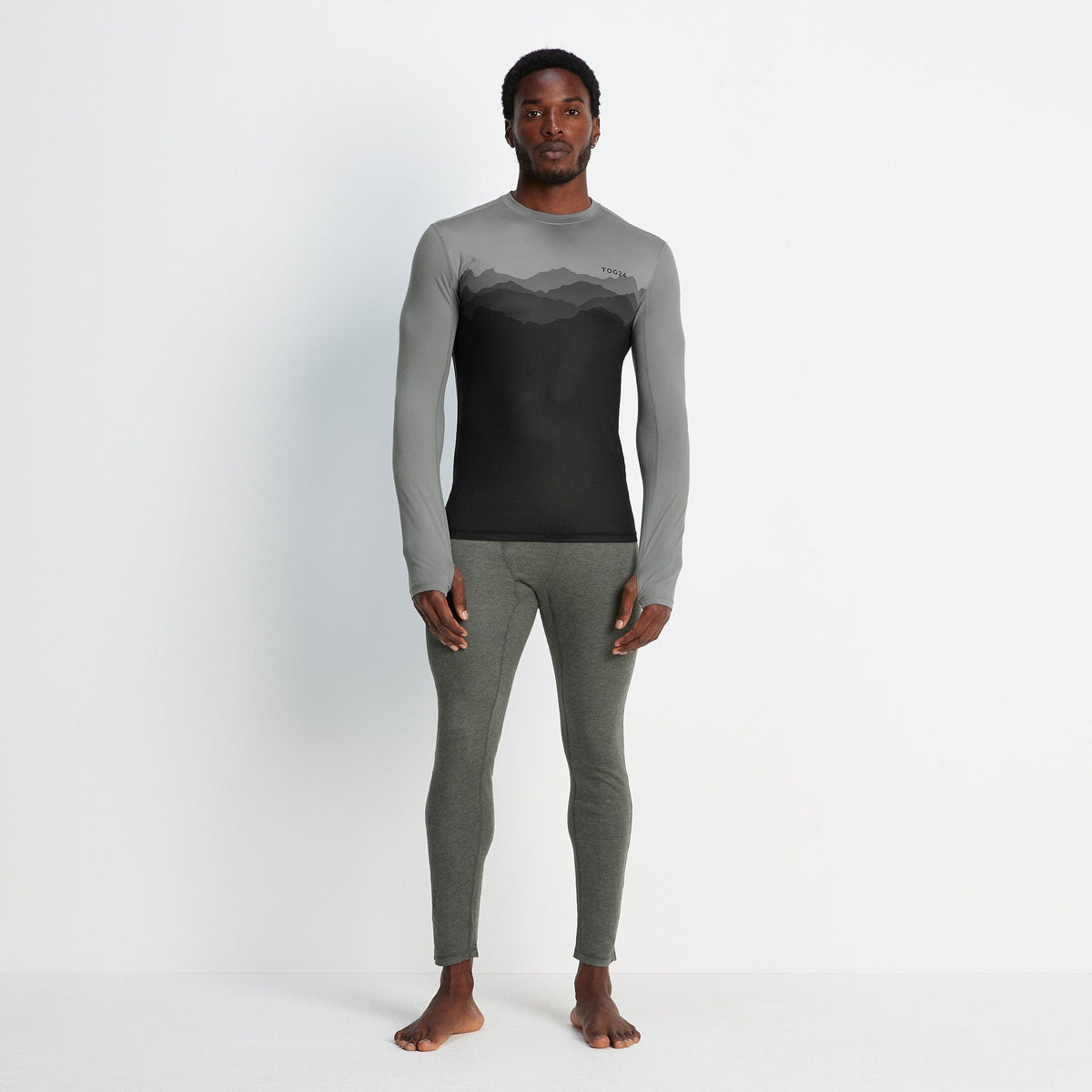 Meru Mens Cashmere Touch Base Layer Leggings - Dark Grey Marl - Image 2