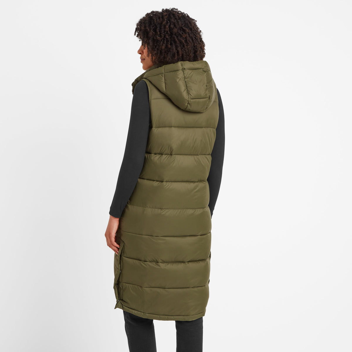 Newall Womens Long Padded Gilet - Khaki - Image 3