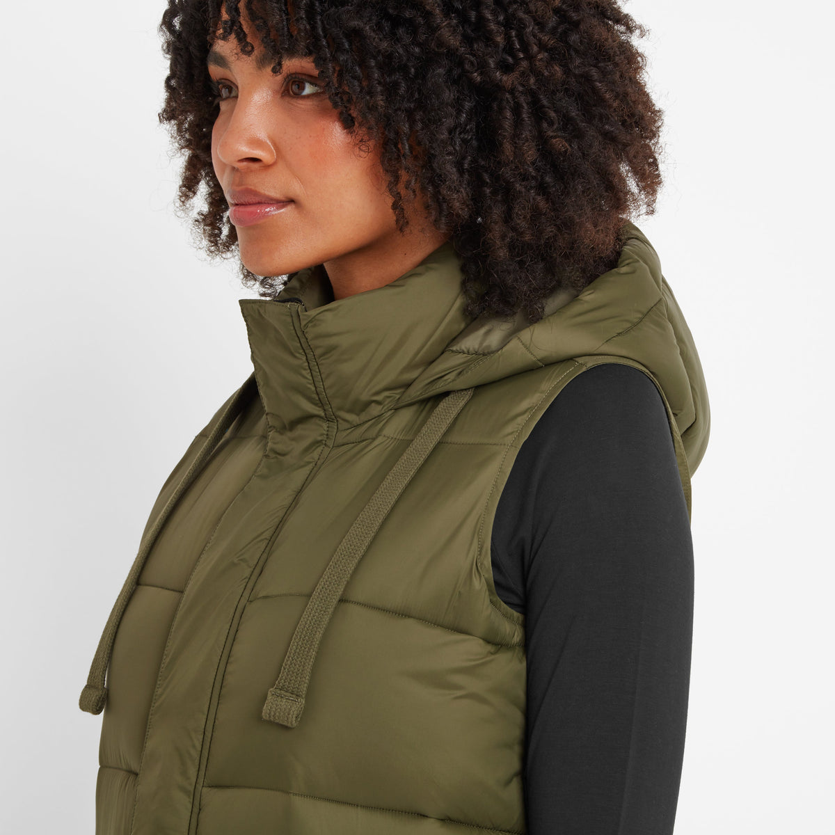 Newall Womens Long Padded Gilet - Khaki - Image 6