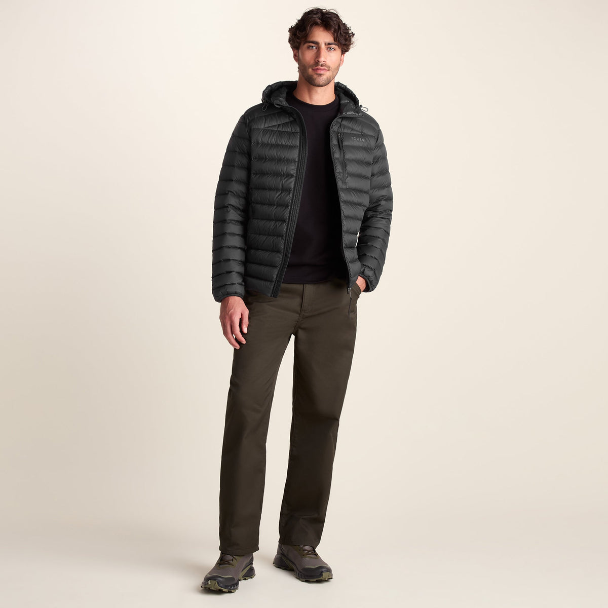North Mens RDS Certified Down Hooded Jacket - Black - Image 2