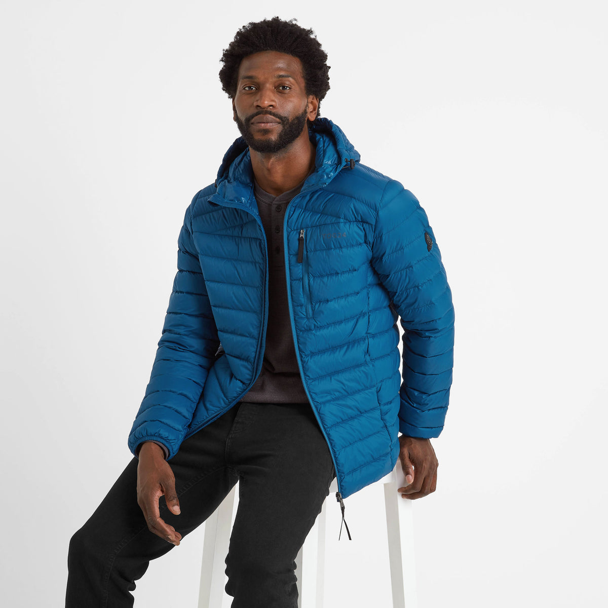 North Mens RDS Certified Down Hooded Jacket - Marine Blue - Image 2