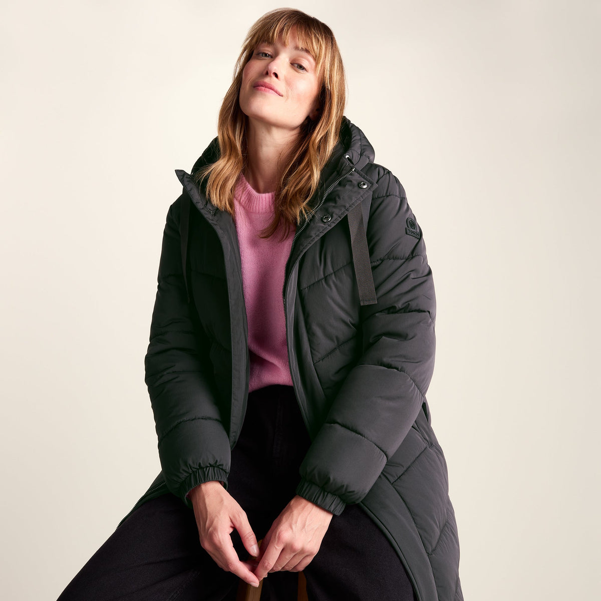 Raleigh Womens Long Insulated Jacket - Washed Black - Image 6