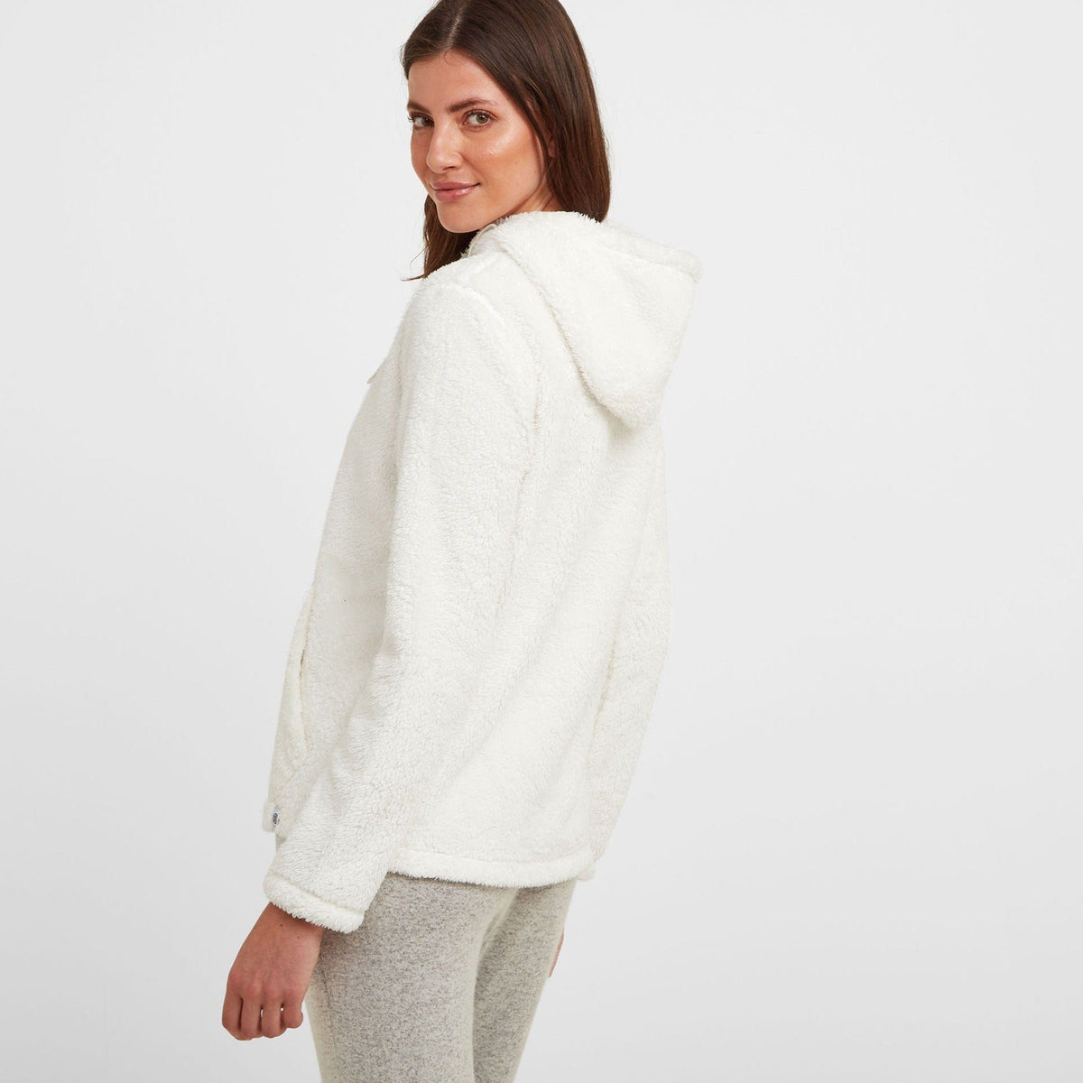 Sawley Womens Teddy Fleece Hoody - Ice Grey - Image 3