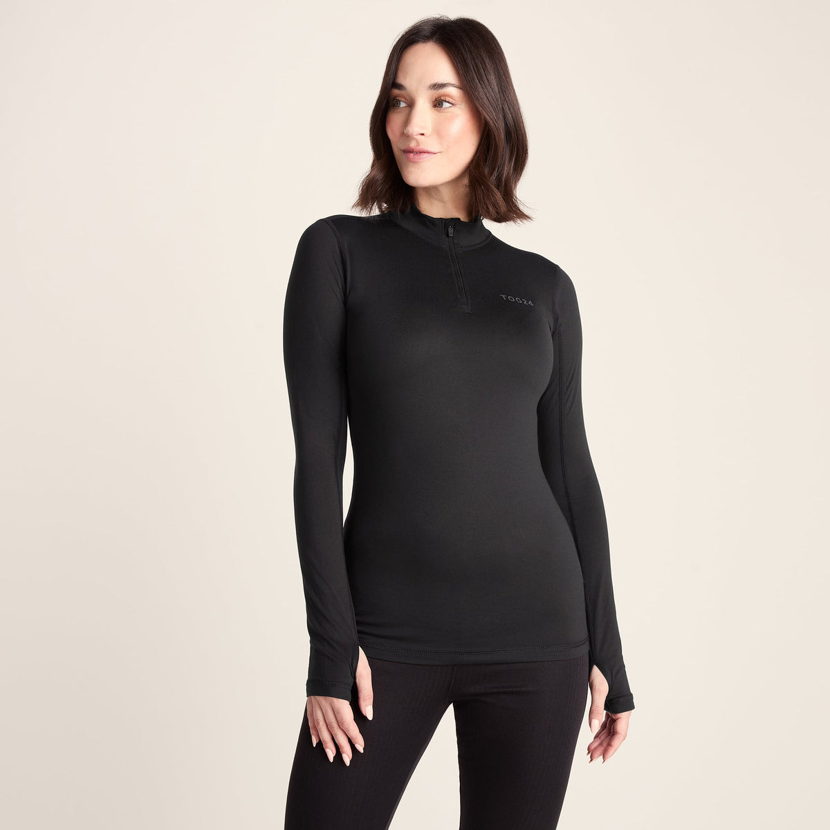 Snowdon Womens Thermal Base Layer Quarter Zip - Black