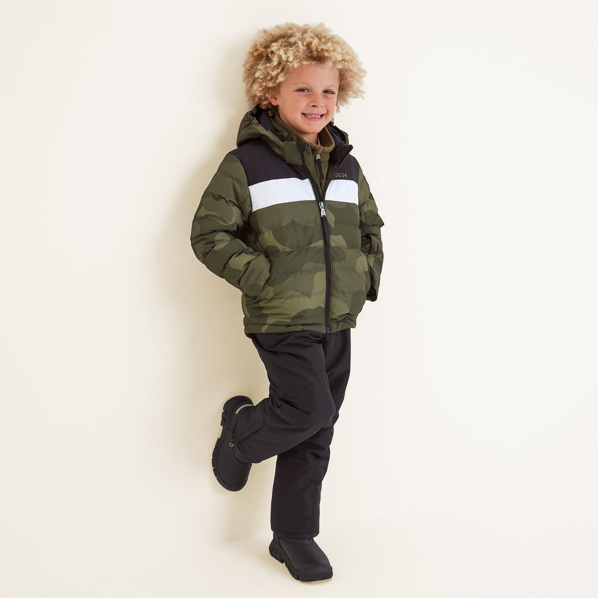 Swift Kids Ski Jacket - Khaki Pixel Camo/Black - Image 3
