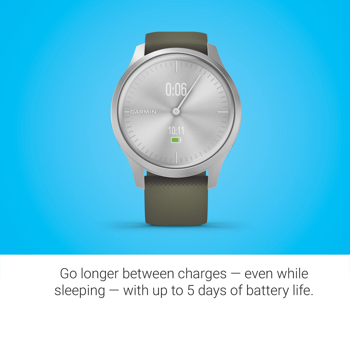 Garmin vivomove Style Silver - Moss Green Band - 010-02240-01 - Image 3