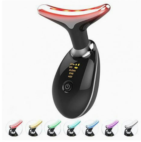 EMS Thermal LED Microcurrent Beauty Device Neck & Face Massager - Black