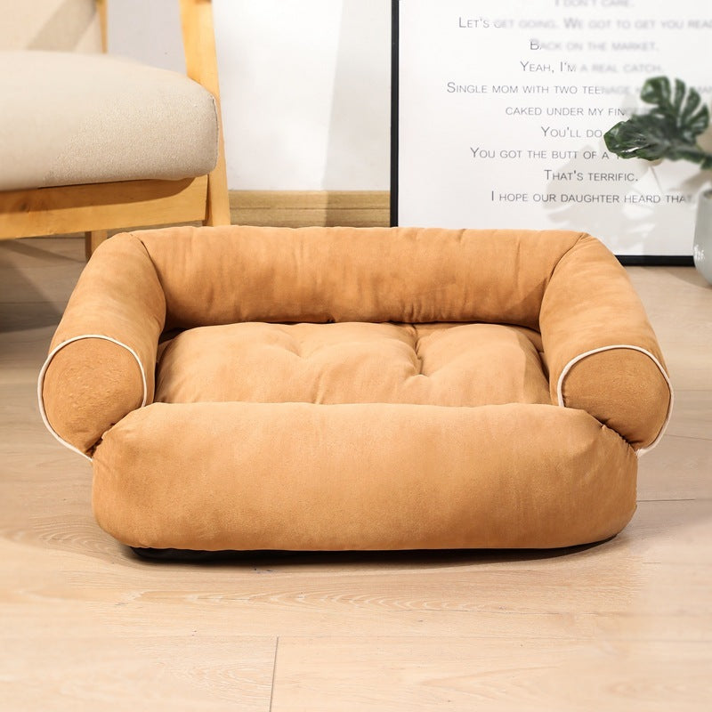 Dog & Cat Sofa Bed Sleeping Bag Kennel - Khaki