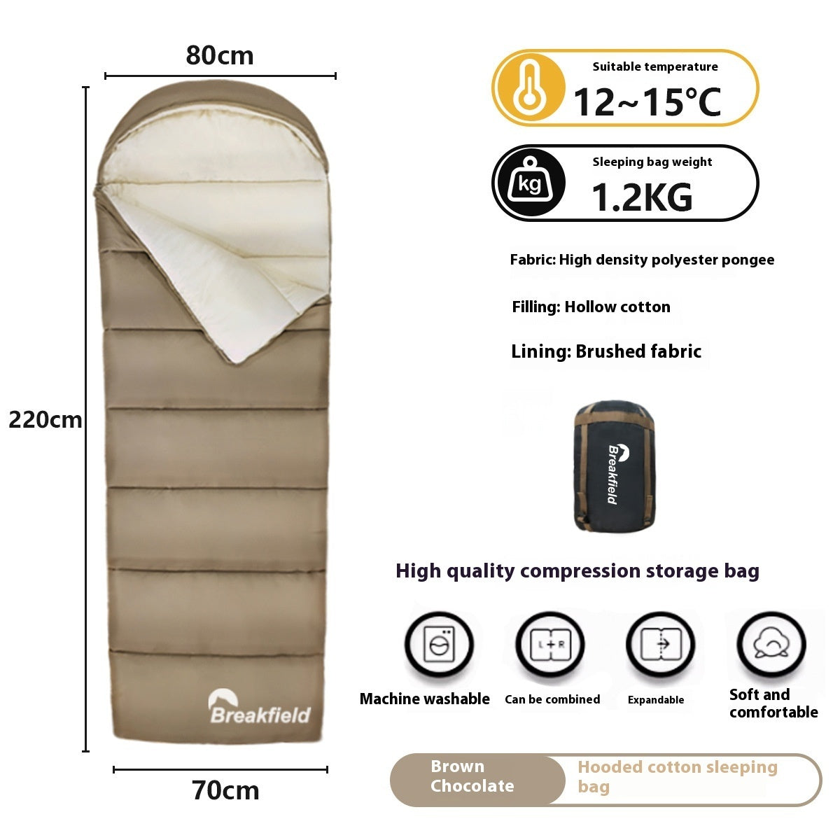 ]Thickened Waterproof Cotton Sleeping Bag - Reef 1.2kg