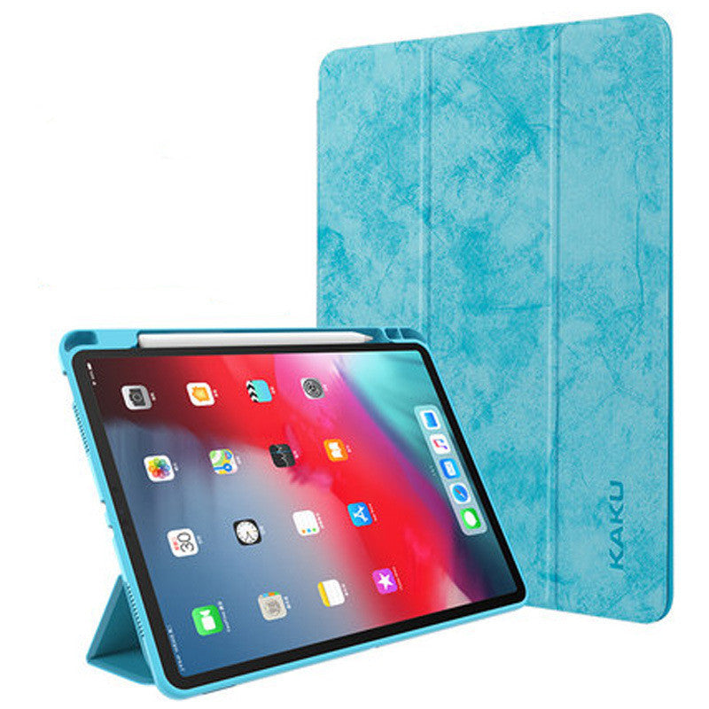Premium Leather Tablet Case with Built-In Pen Slot - Light Blue
