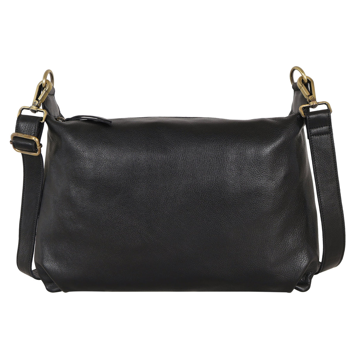 Avery Milled Leather Crossbody Bag - Black
