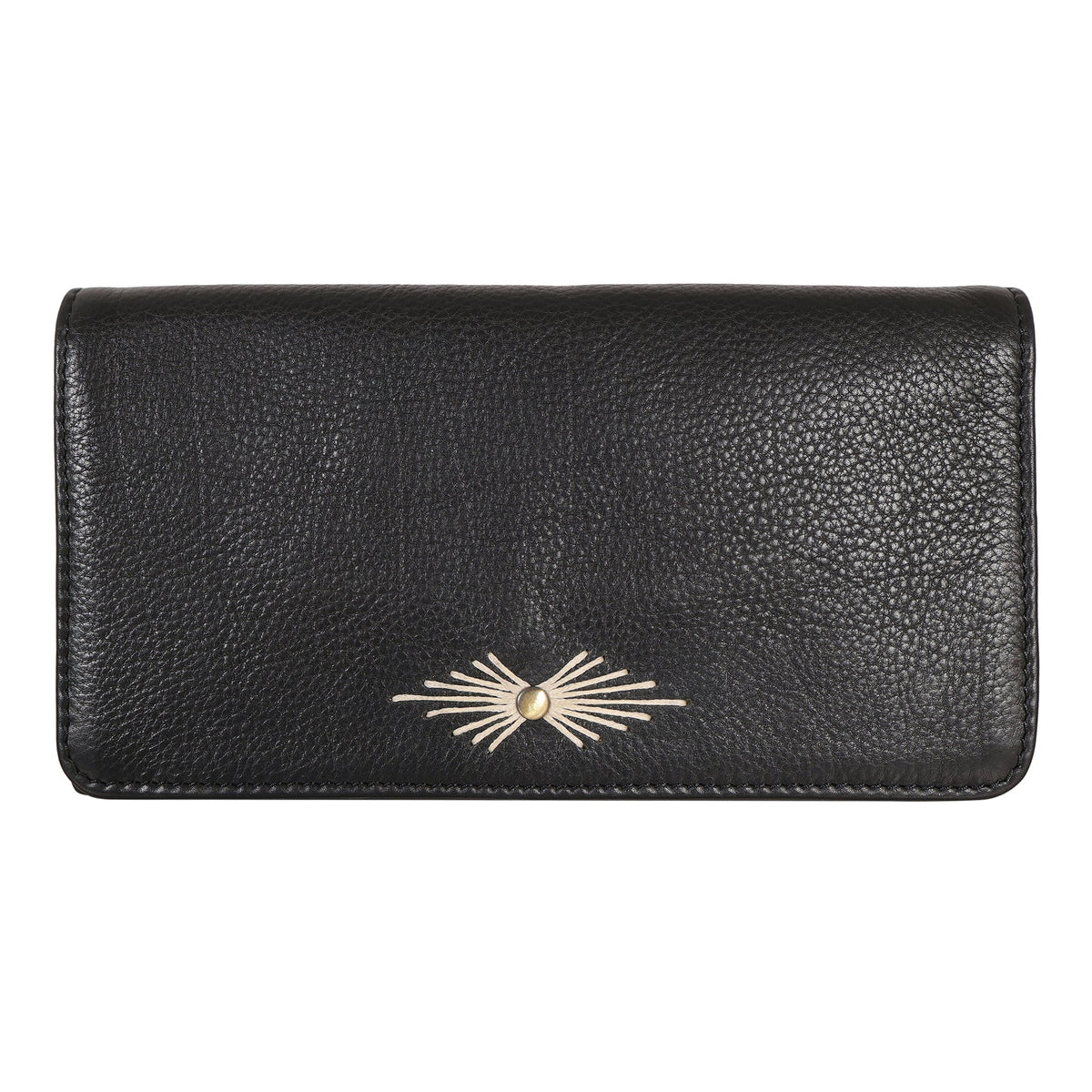 Barb Milled Leather Wallet - Black