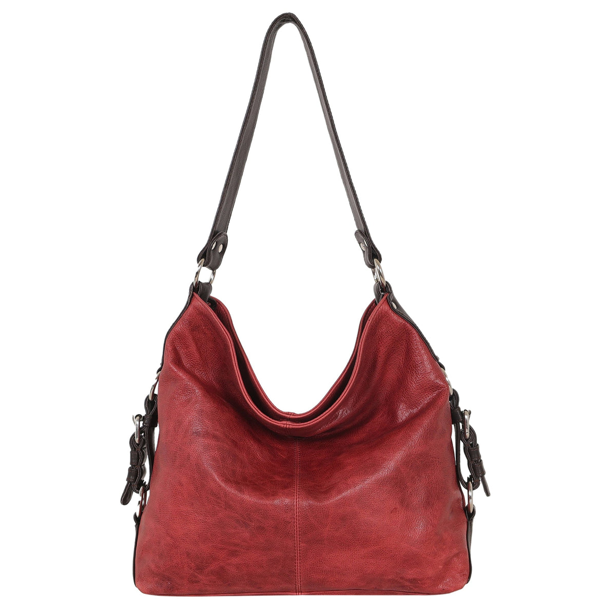 Simone Md Leather Shoulder Bag - Ruby