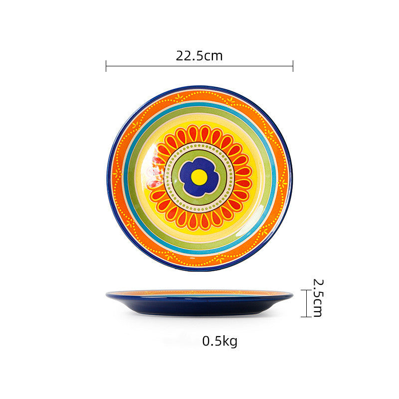 Hand-Painted Ceramic Salad Pots & Bowls - 8.8inch small plate