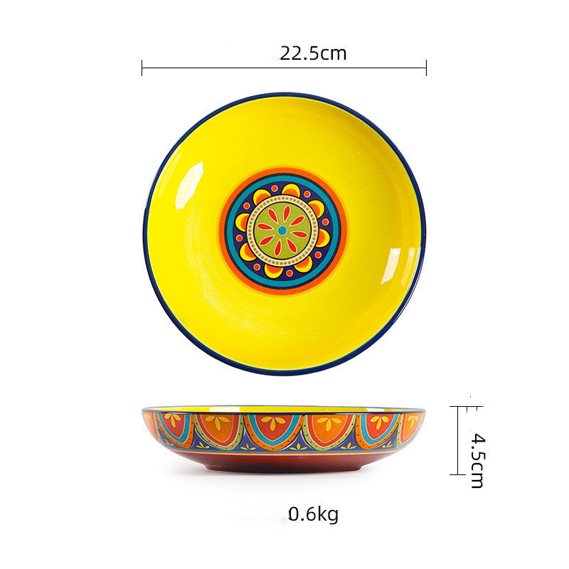 Hand-Painted Ceramic Salad Pots & Bowls - 9inch deep platered