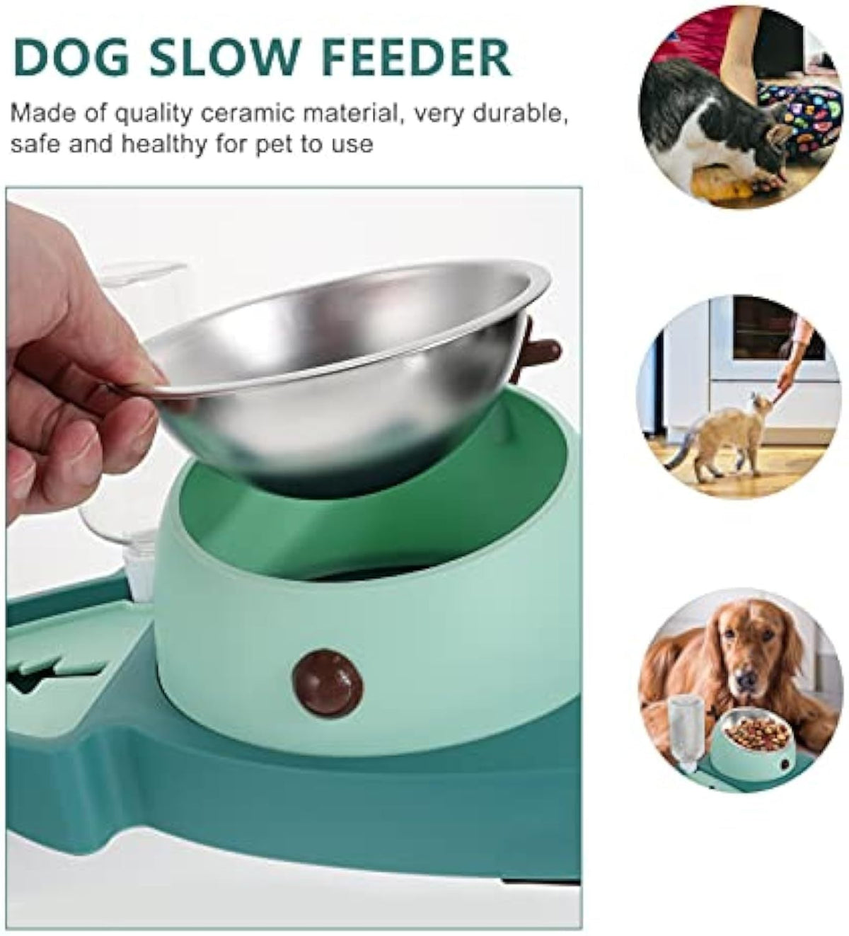 Slow Feeding Pet Bowl with Detachable Water Tray - Image 2