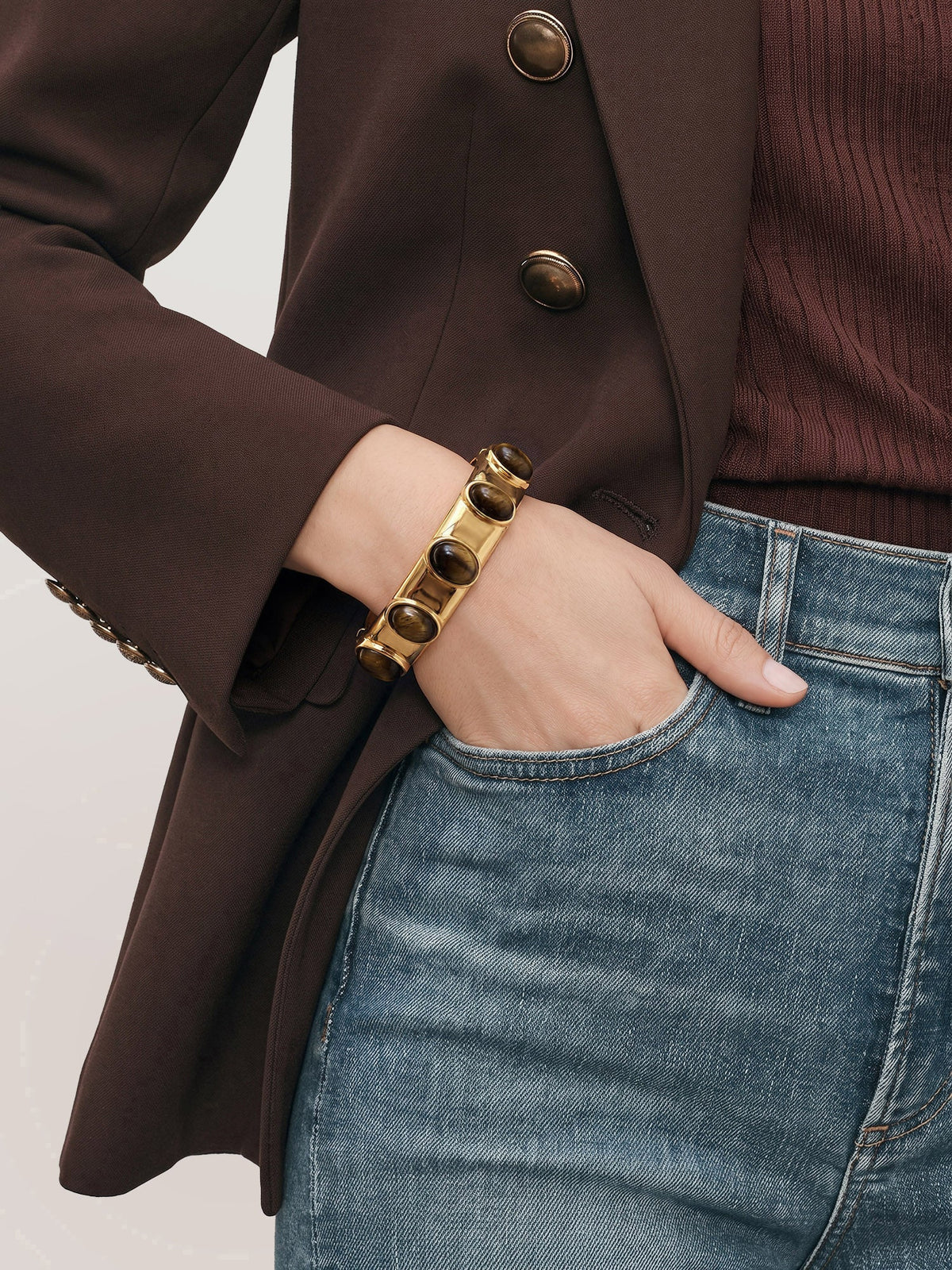 Tiger’s Eye Cabochon Bangle - Image 2