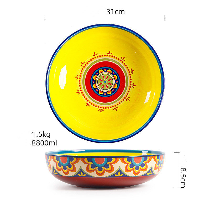 Hand-Painted Ceramic Salad Pots & Bowls - 12inch salad pot