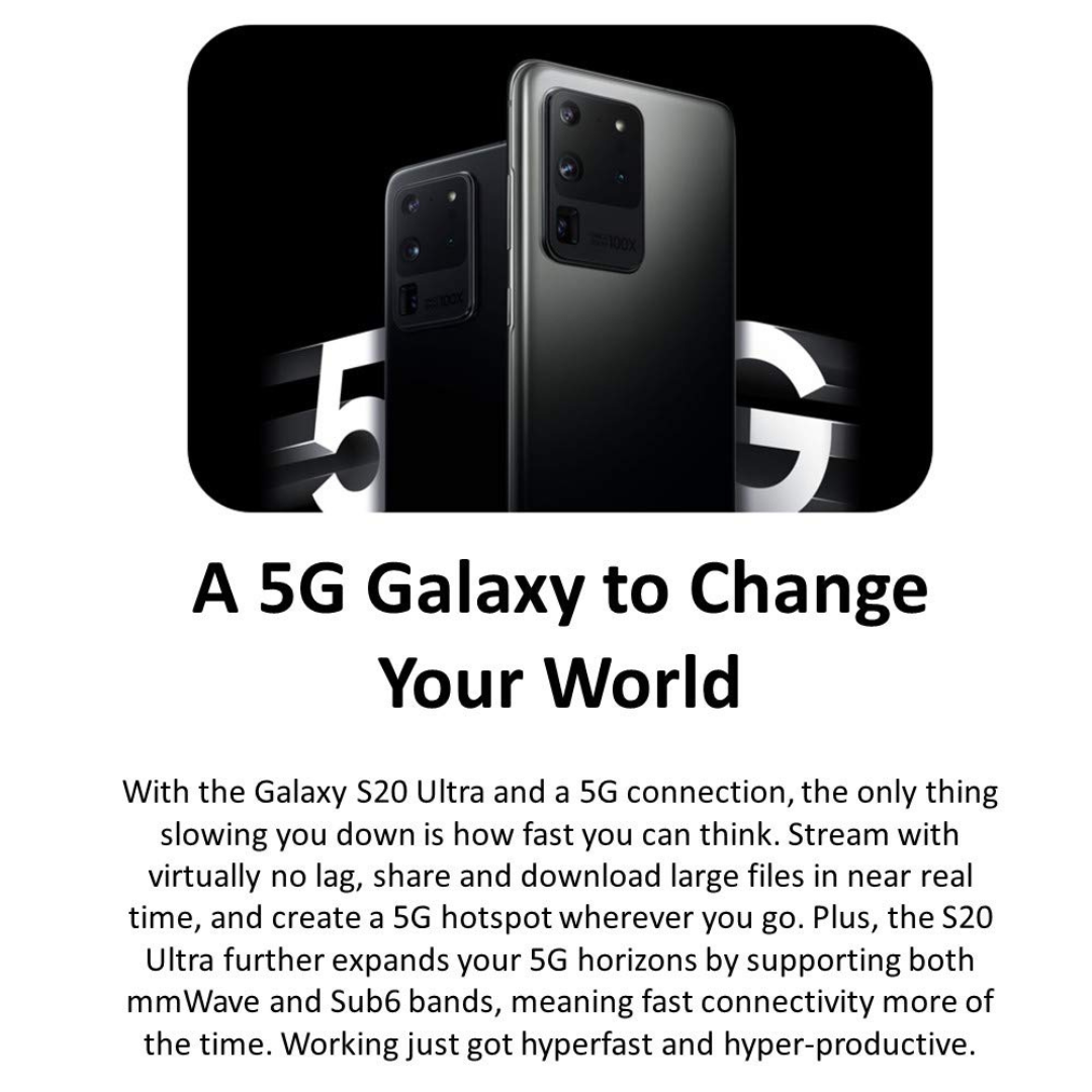 AT&T Samsung Galaxy S20 Ultra 5G - 512GB - Cosmic Black - SM-G988UZKEATT - Image 5