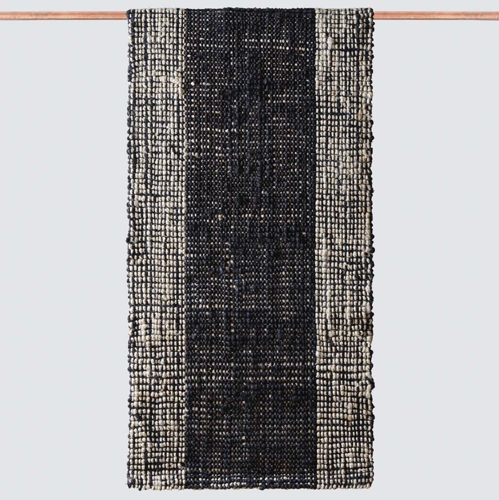 Aditha Handwoven Jute Accent Rug - Black / 2.5' x 8'