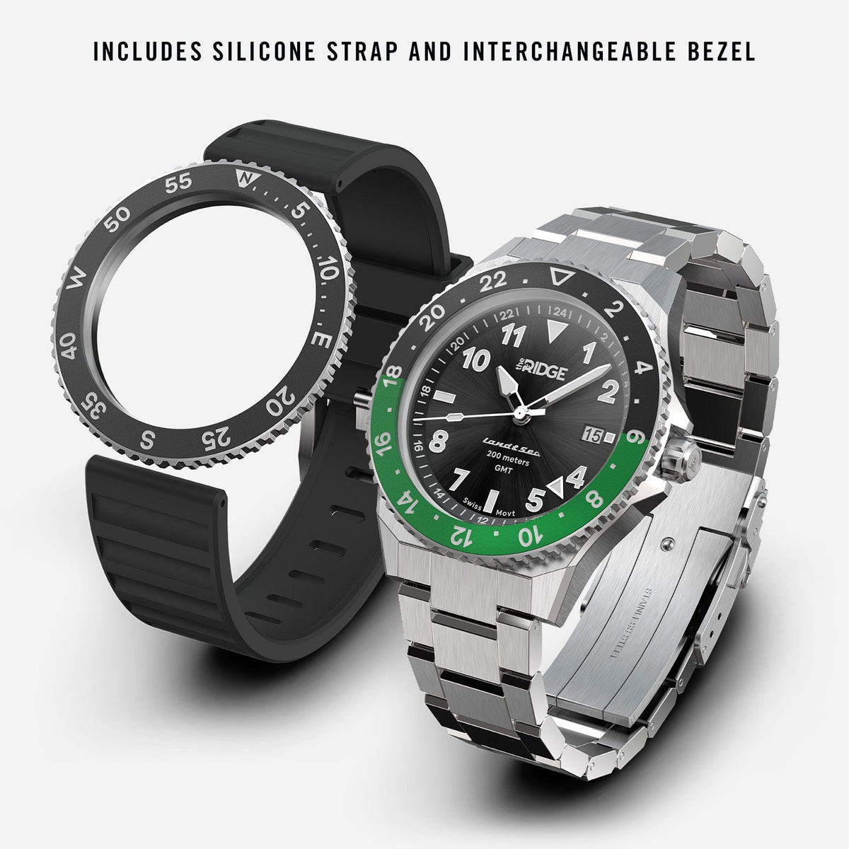 Ridge Land & Sea GMT Watch 42mm - Royal Black - Image 2