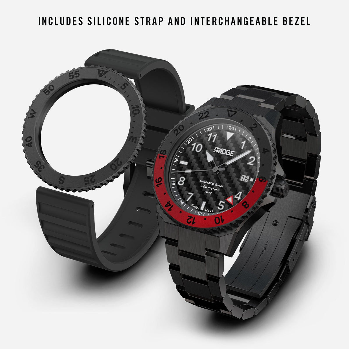 Ridge Land & Sea GMT Watch 42mm - Carbon Fiber 3k - Image 2