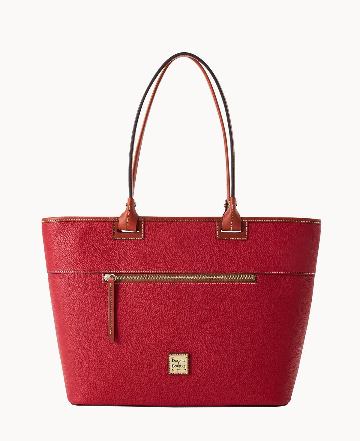 Pebble Grain Large Zip Tote - Red